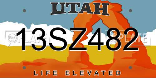 13SZ482 Utah License Plate