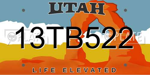 13TB522 Utah License Plate