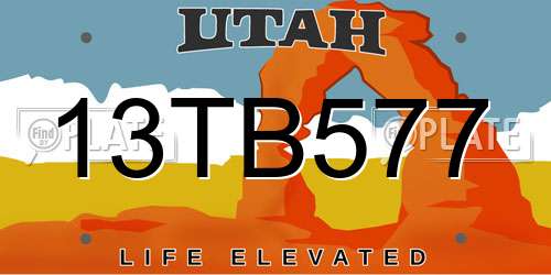 13TB577 Utah License Plate