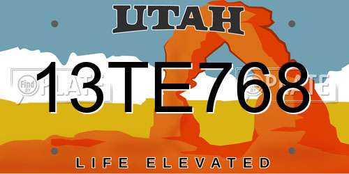 13TE768 Utah License Plate