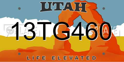 13TG460 Utah License Plate