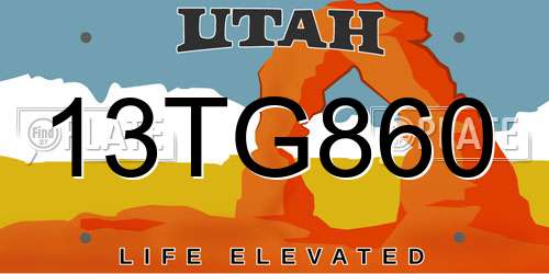 13TG860 Utah License Plate