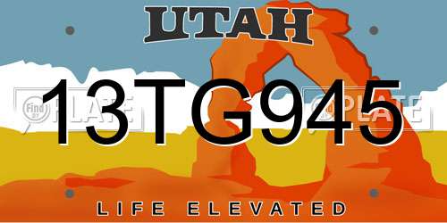 13TG945 Utah License Plate