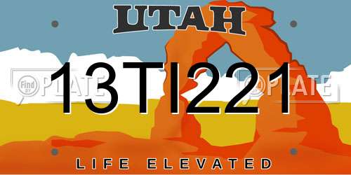 13TI221 Utah License Plate