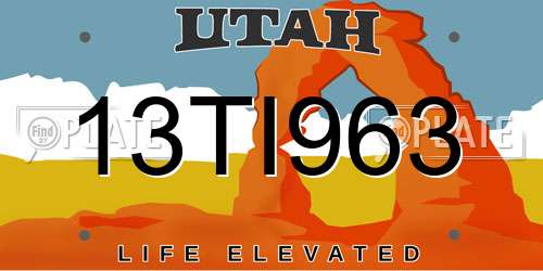 13TI963 Utah License Plate