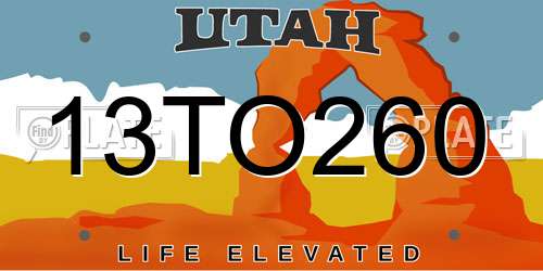 13TO260 Utah License Plate
