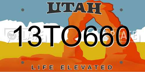 13TO660 Utah License Plate