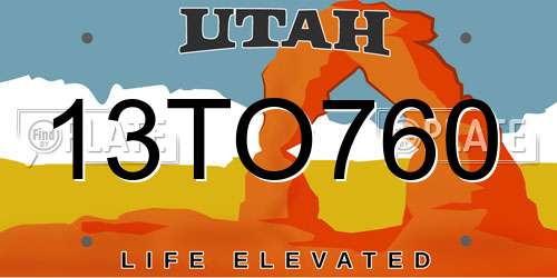 13TO760 Utah License Plate