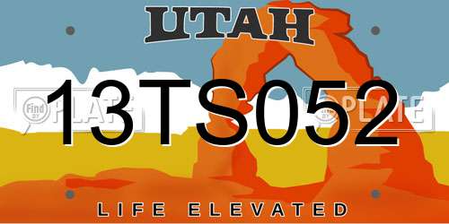13TS052 Utah License Plate
