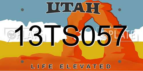 13TS057 Utah License Plate
