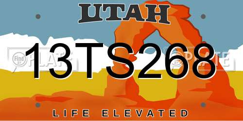 13TS268 Utah License Plate