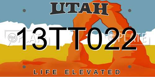 13TT022 Utah License Plate
