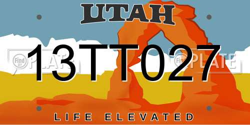 13TT027 Utah License Plate
