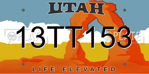 13TT153 Utah License Plate