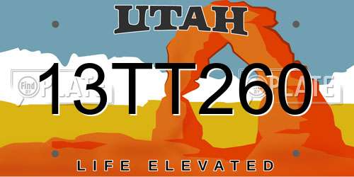 13TT260 Utah License Plate