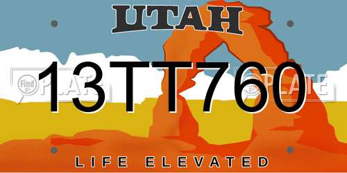 13TT760 Utah License Plate