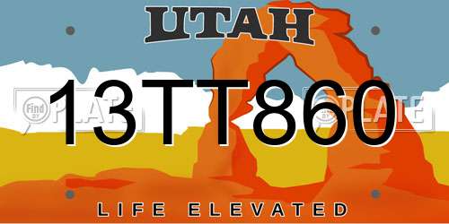 13TT860 Utah License Plate