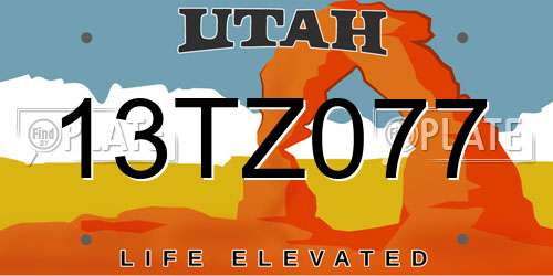 13TZ077 Utah License Plate