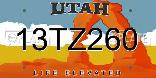 13TZ260 Utah License Plate