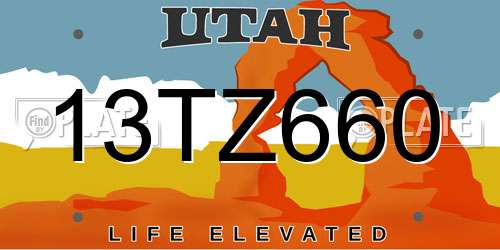 13TZ660 Utah License Plate