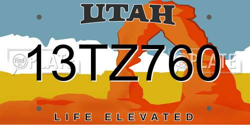 13TZ760 Utah License Plate