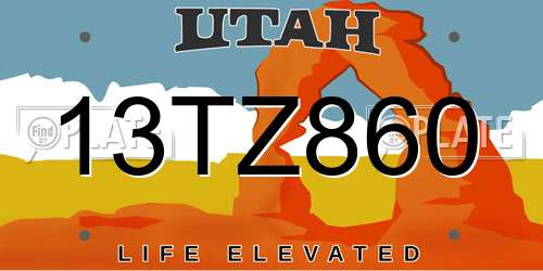13TZ860 Utah License Plate
