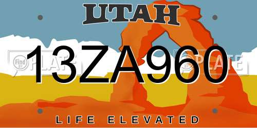 13ZA960 Utah License Plate