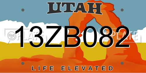 13ZB082 Utah License Plate