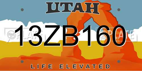 13ZB160 Utah License Plate