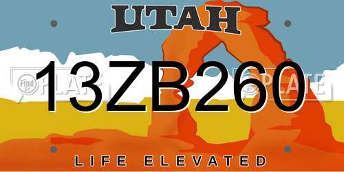 13ZB260 Utah License Plate