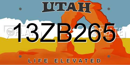 13ZB265 Utah License Plate