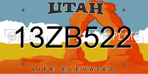 13ZB522 Utah License Plate