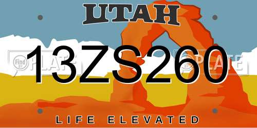 13ZS260 Utah License Plate
