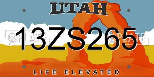 13ZS265 Utah License Plate