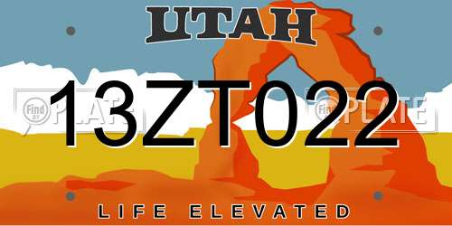 13ZT022 Utah License Plate