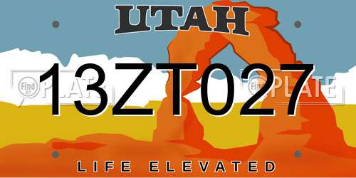 13ZT027 Utah License Plate