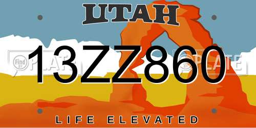 13ZZ860 Utah License Plate