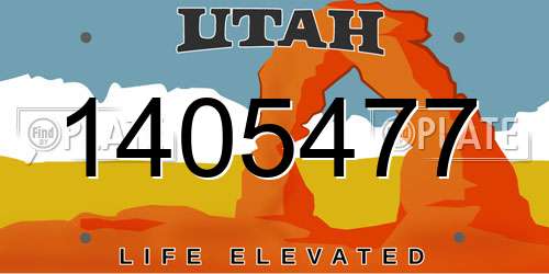 1405477 Utah License Plate