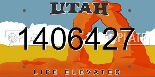 1406427 Utah License Plate
