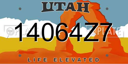 14064Z7 Utah License Plate