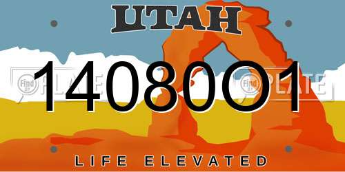 14080O1 Utah License Plate