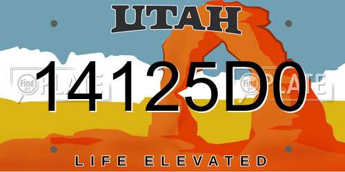14125D0 Utah License Plate