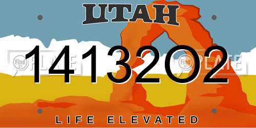 14132O2 Utah License Plate
