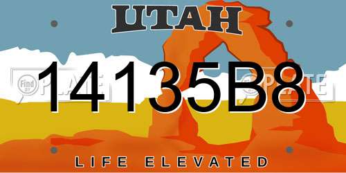 14135B8 Utah License Plate