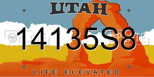 14135S8 Utah License Plate