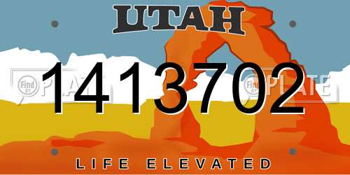1413702 Utah License Plate