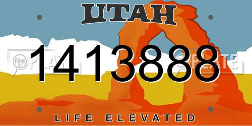 1413888 Utah License Plate
