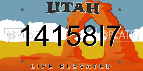 14158I7 Utah License Plate