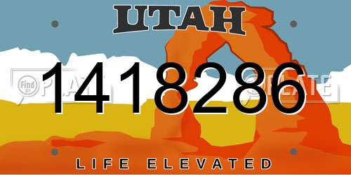 1418286 Utah License Plate