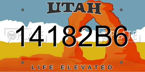 14182B6 Utah License Plate